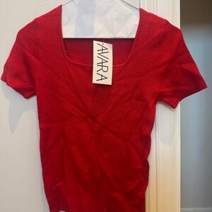 Staccato Red Knit Top